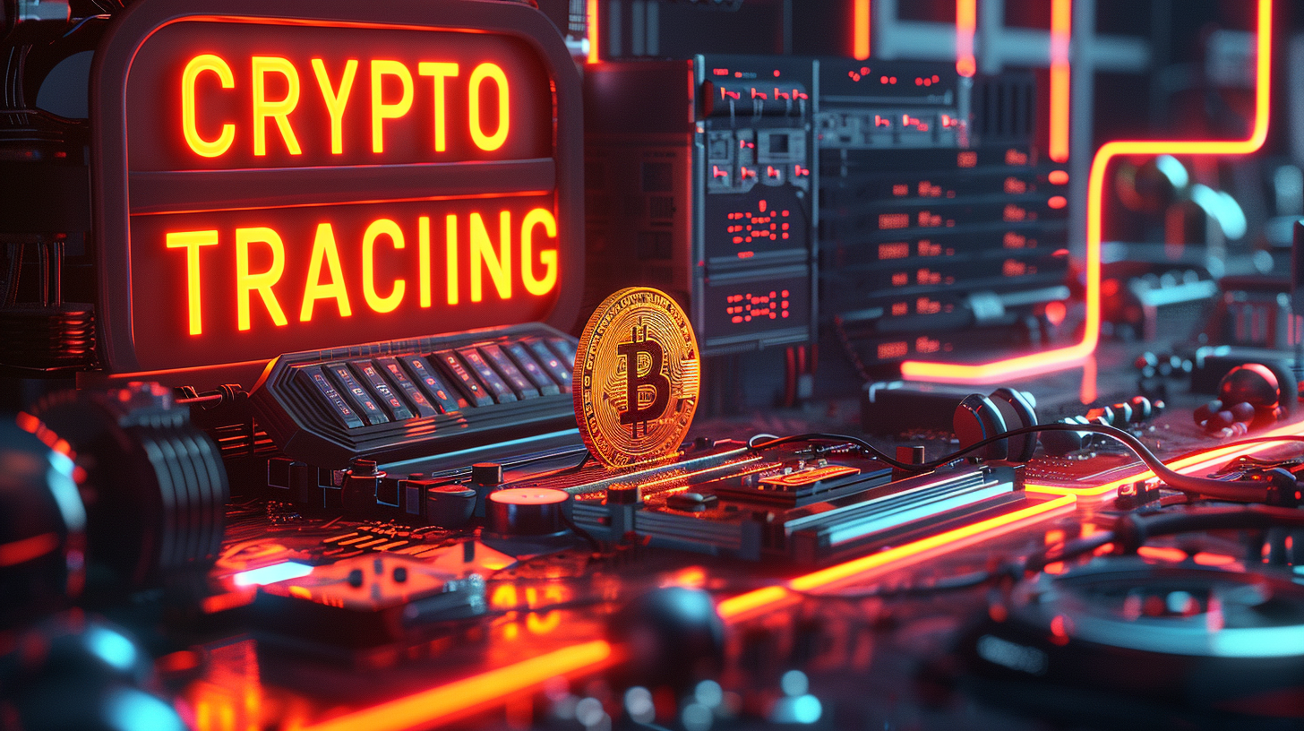 Crypto wallet research concept with blockchain nodes and a digital wallet